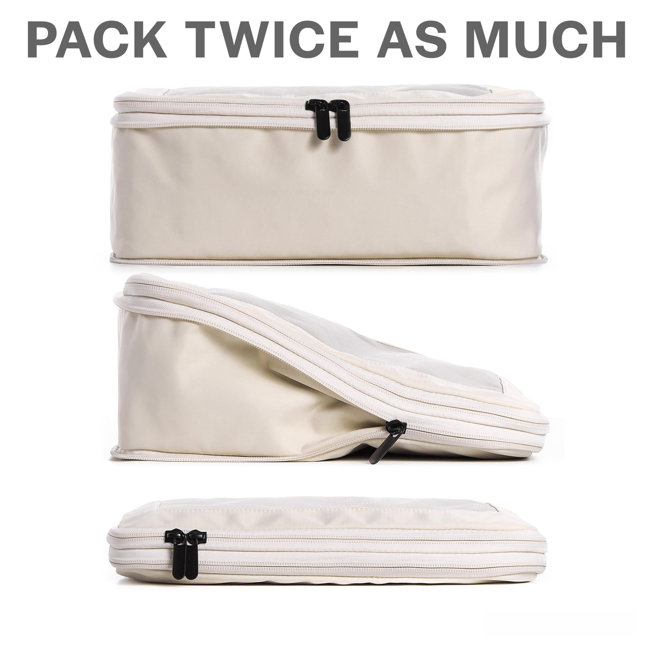 Beige 2-Pack Packing Cubes Travel Luggage Organizers