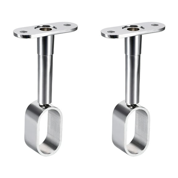 Shower Curtain Rods Wardrobe Pipe Lever Wall Mounted Support Bracket 2pcs for Rod 16x30mm, 84-105mm Height (Silver Tone)