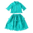 thumbnail image 4 of RMGVDSD Toddler Girls Summer Outfits Lace Short Sleeve Blouse Tops With Flowy Skirt Two Piece Matching Outfit Set Kids Casual Party Wear 4-5 Years, 4 of 4