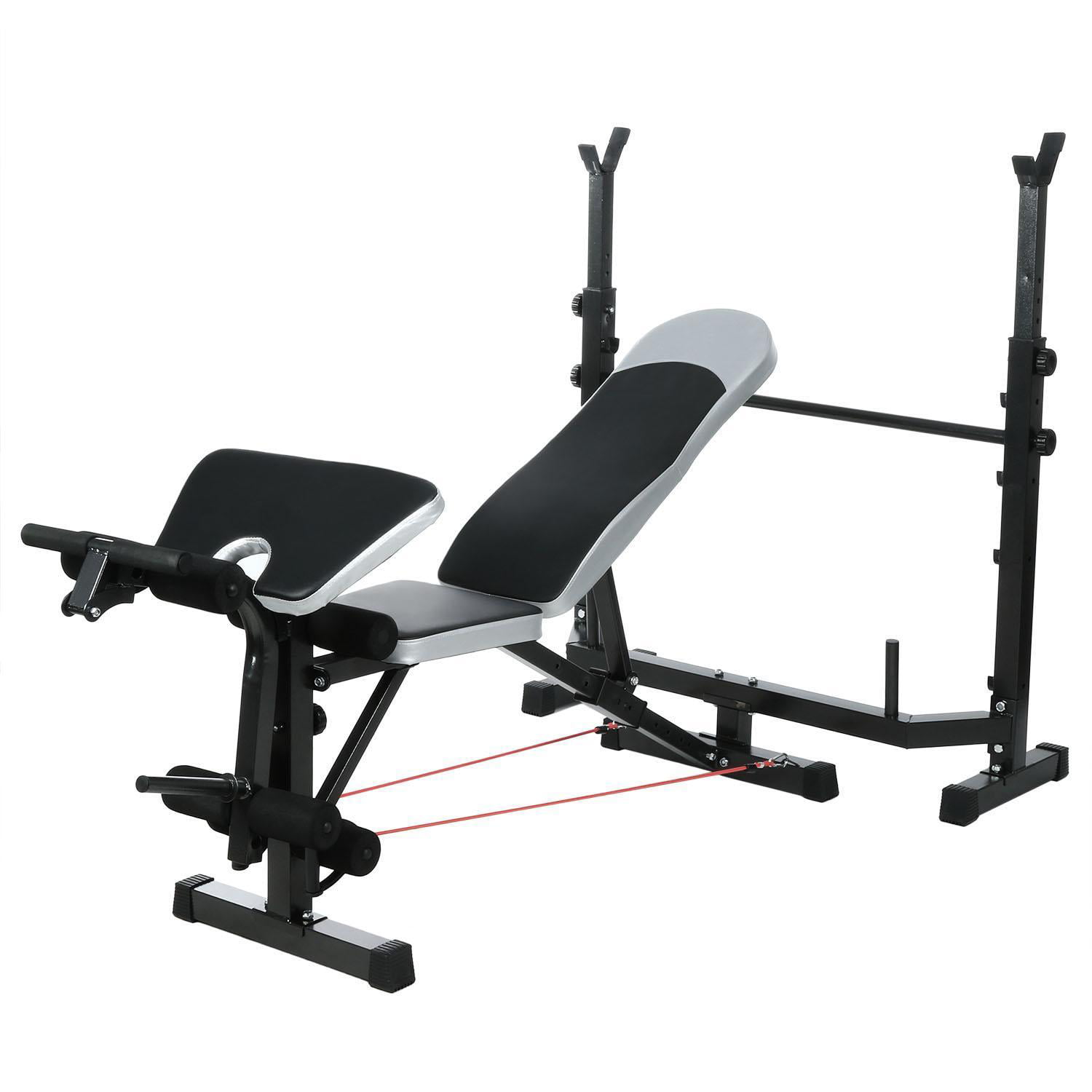 660Lbs Adjustable Olympic weight Bench with Squat Rack 