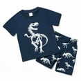 thumbnail image 2 of Gubotare Toddler Boy Outfit Baby Boy Summer Clothes Letter Contrast Short Sleeve T-shirt Top and Elastic Shorts 2 Pcs Set Toddler Infnat Outfit 2T 3T 4T 5T 6T 7-8 Years (Navy,7-8 Years), 2 of 9