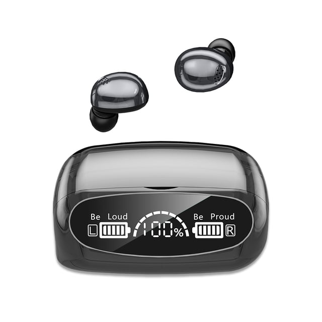 Sidaley 1 par de auriculares tipo c IPX7, compatibles con Bluetooth, tipo intrauditivo, con estuche de carga, llamada manos libres, pantalla digital LED Cables de audio/vídeo Negro