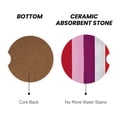 thumbnail image 3 of Round Ceramic Car Coasters 2 Pack Absorptive Clean Cork Bottom For Anti-Slip Use On Most Cars Purplish Red Stripe_82927_4, 3 of 8
