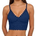 thumbnail image 4 of Jinhomg Women's Lace Padded Bralette Plunge Wireless Longline Bra Breathable Everyday Bras Blue Free Size, 4 of 9