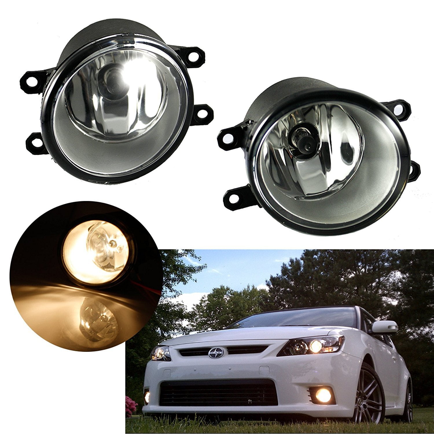 Xotic Tech 1 Pair Fog Light Lamps With H11 Halogen Bulbs