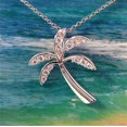 thumbnail image 2 of Beautiful Hawaiian Palm Tree Earring and Necklace, Sterling Silver Palm Tree CZ Pendant, N6009 Birthday Mom Valentine Gift, Island Jewelry, 2 of 10