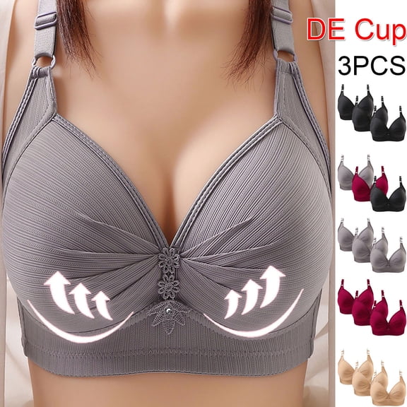 Utoimkio Plus Size Wireless Bras for Women 3 Pack Comfort Full Coverage Bras for Women No Underwire Everyday Bras