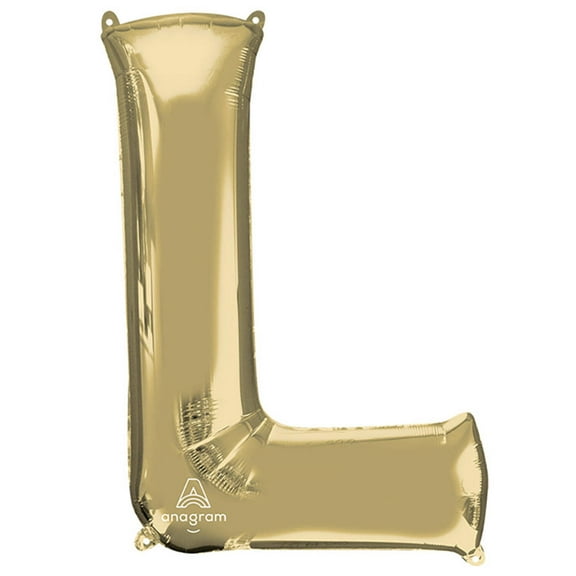 34 inch Letter L - Anagram - White Gold Foil Mylar Balloon - Party Supplies Decorations