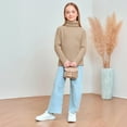 thumbnail image 4 of Girls Turtleneck Long Sleeve Ribbed Pullover Knit Top Lightweight Stretchy Youth Sweater for Casual Daily Wear, 4 of 6