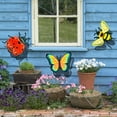 thumbnail image 4 of 3 Pcs Metal Butterfly Wall Art Decor Kit, 3D Metal Insect Bee Wall Art Decor Hanging Outdoor Wall Art Multicolored Handmade Flowers Outdoor Garden Patio Decor, 4 of 7