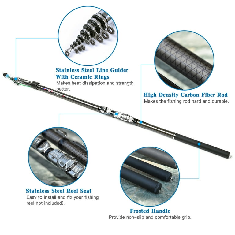 2.7m3.6m4.5m5.4m6. Telescopic Fishing Rod Carbon Fiber Fishing Rod 