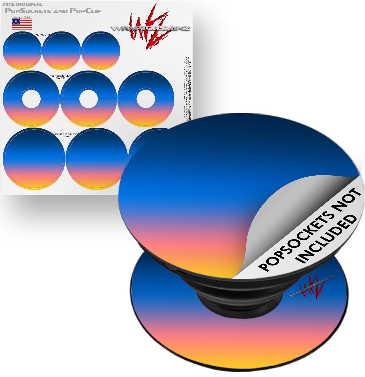 Decal Style Vinyl Skin Wrap 3 Pack for PopSockets Smooth Fades Sunset (POPSOCKET NOT INCLUDED) by WraptorSkinz