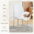 thumbnail image 7 of LUFTUT Modern Dining Chairs Set of 4, White PU Leather Upholstered Kitchen Side Chairs, Ergonomic High-Back Design with Sleek Silver Metal Legs, 7 of 7