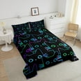 thumbnail image 6 of Erosebridal Cartoon Cat Bedding Twin Cute Black Cat Comforter Set Gradient Line Kitten Comforter, 3D Neon Rainbow Cat Bedding for Teens Adults Room Decor, 2Pcs Comforter, 6 of 6