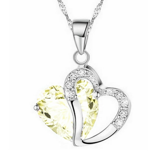 Guardurnaity Colgante de corazón de circonio para clavícula, suéteres, collar, gargantilla, dijes, joyería para mujer Ropa, zapatos y accesorios Miscelánea circón plateado y blanco