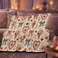 thumbnail image 6 of Folk Art Hearts Flowers Fall Country Living Room, Cozy Botanical Garden Scene, Warm Flannel Blanket for Sunroom and Reading Nook, Garden Lovers Thanksgiving Gift, Artistic Home Decor, 6 of 9