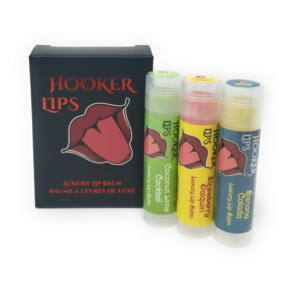 Hooker Lips ~ Luxury Lip Balm ~ Banana Colada, Coconut Lime Cocktail & Strawberry Daiquiri 3 Pack