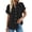 Black, variant on FreshPretty Womens Button Down Shirts Ruffle Short Sleeve Loose Summer Tops Dressy Casual V Neck Business Work Blouses