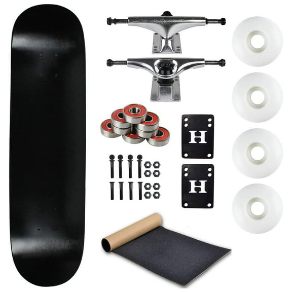 Moose Complete Skateboard Dipped Black 7.63" With Silver Trucks and White Wheels