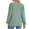 thumbnail image 5 of Kaemgyyd V Neck T Shirts for Women Plus-Size Lace Ruffle Long Sleeve Blouse Casual Hollow out Fashion Tunic Tops, 5 of 6