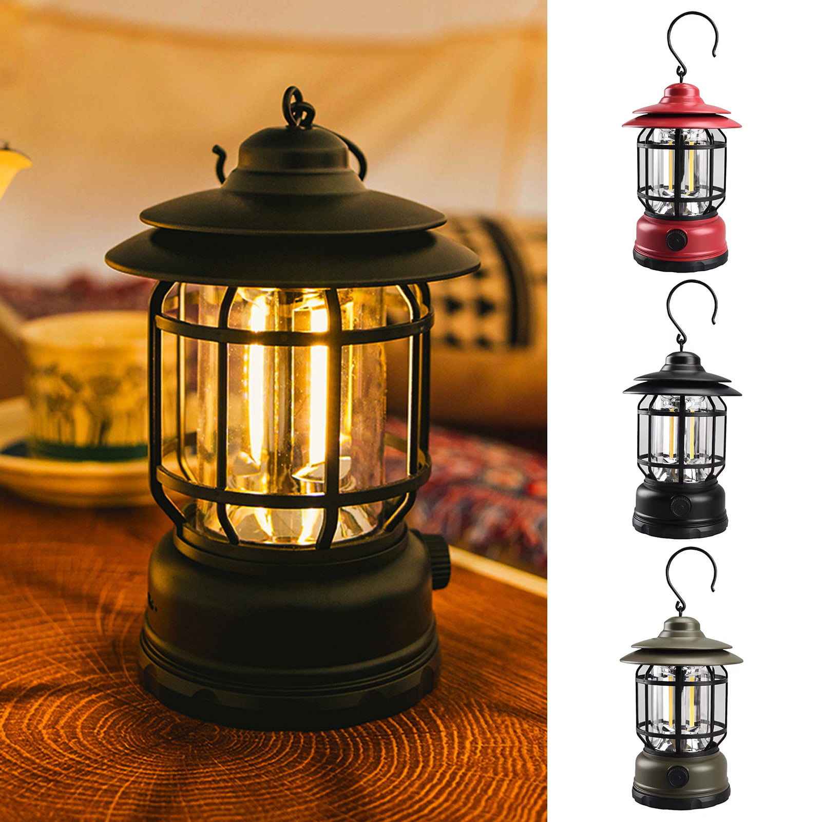 Everbrite LED Camping Lantern, USB C Rechargeable Lantern with Stepless Dimming, Vintage Portable Camping Lights & Lanterns, Lanterns for Power