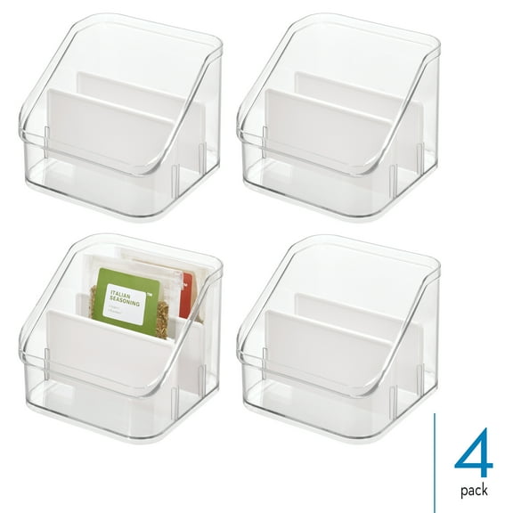 iDesign 3-Section Divided Pantry Organizer for Kitchen Storage - Organize Food Pouches and Seasoning Packets