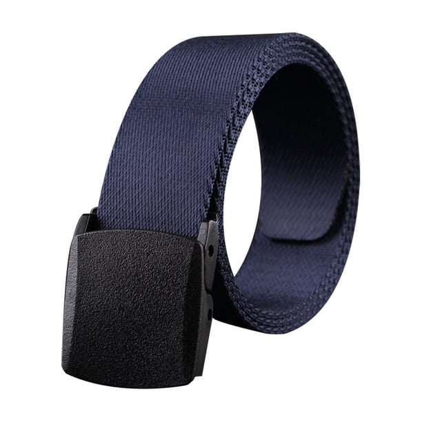 Cinturón de lona estilo militar para hombre, cinturón de nailon, estilo casual, apto para aeropuerto, cinturón táctico con hebilla automática (azul)