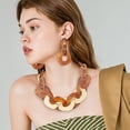 thumbnail image 2 of BOCAR Statement Chunky Necklace Metal Punk Acrylic Cuban Link Chain Necklaces Bohemian Tortoise Shell Acrylic Resin Chain Link (N0090-Texture Brown), 2 of 9
