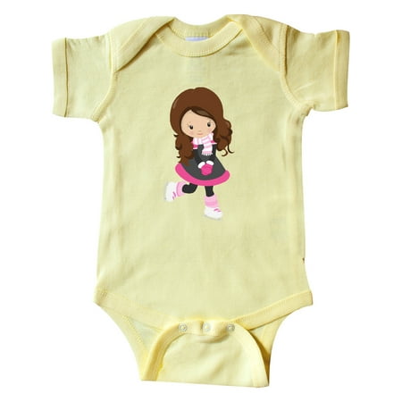 

Inktastic Ice Skating Girl Cute Girl Brown Hair Scarf Gift Baby Girl Bodysuit