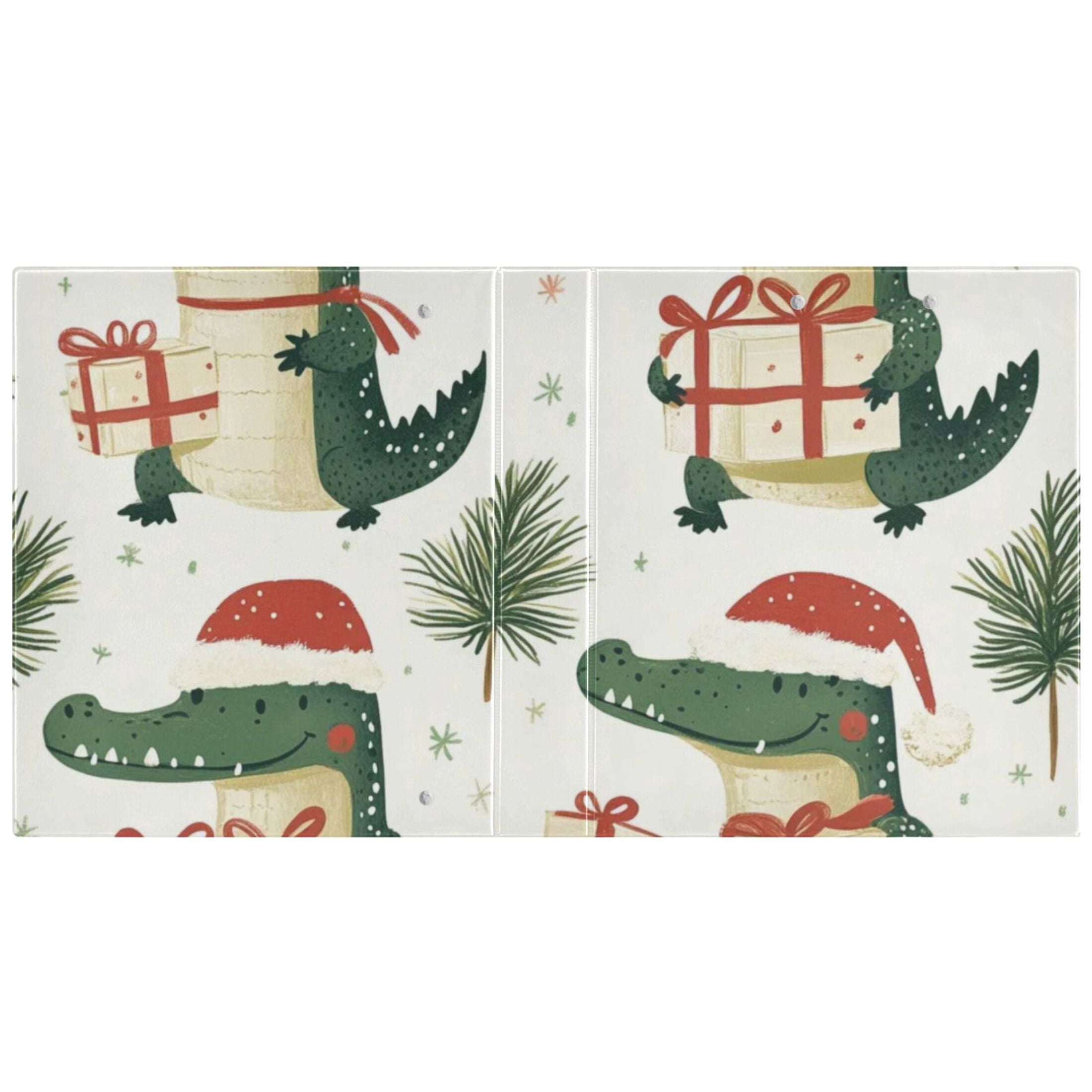 Christmas Alligators Santa Hats 3 Ring Binders 1.5 inch Hardcover File Folders with Interior Pockets A4 Size Organizer for School Office Hospital Set of 2