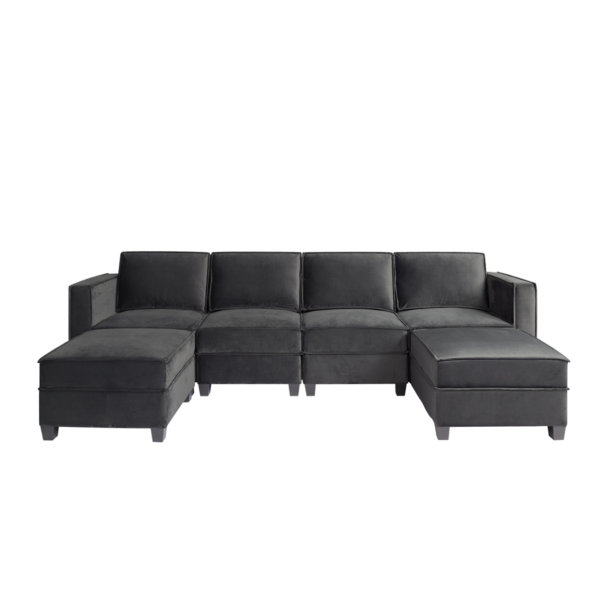 Convertible Sectional Sofa Bed, 114.5” Square Arm Sectional Sofa L