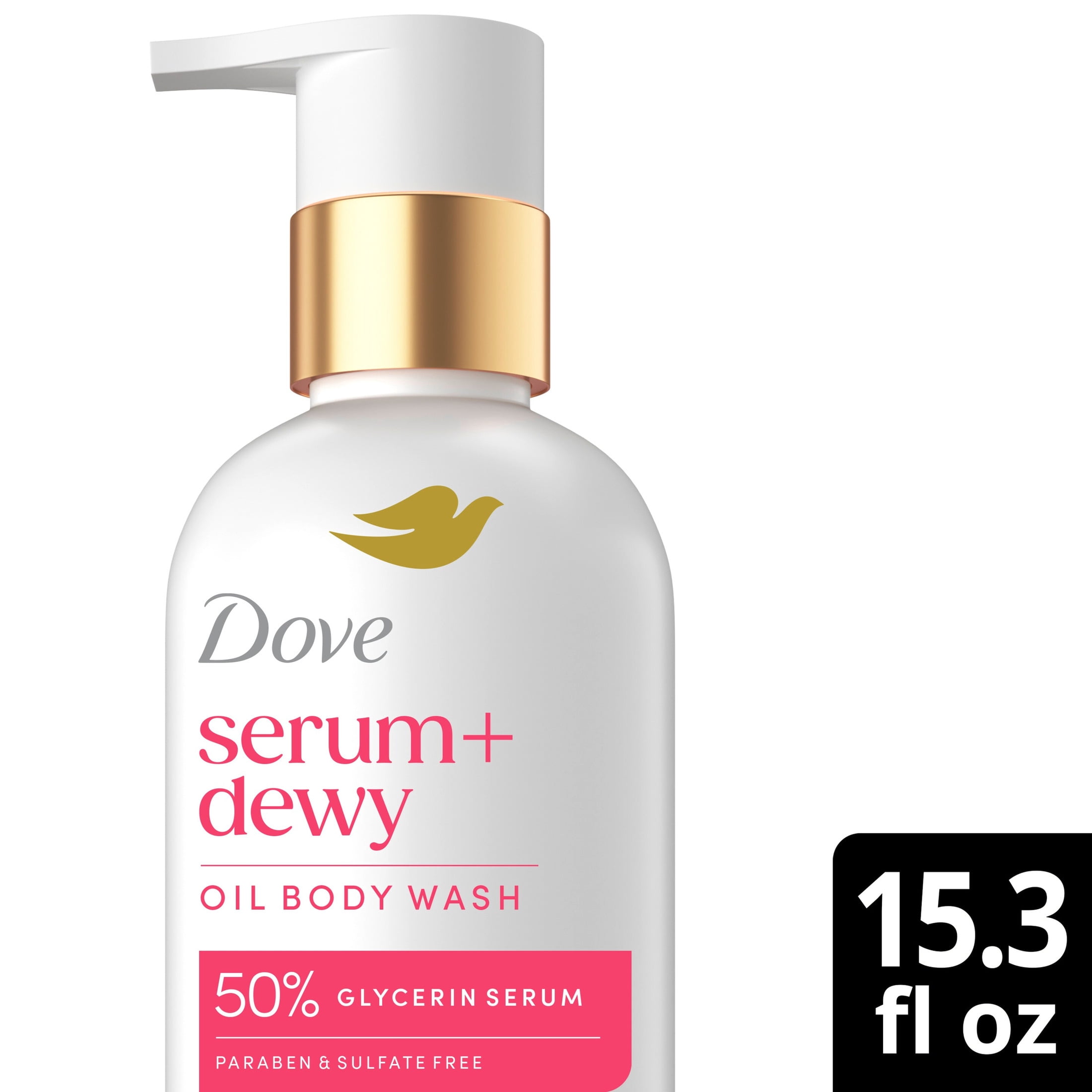 (4 pack) Dove Coconut & Geranium Oil Body Wash For Women Serum + Dewy For Hydrated & Repaired Skin ,15.3 oz