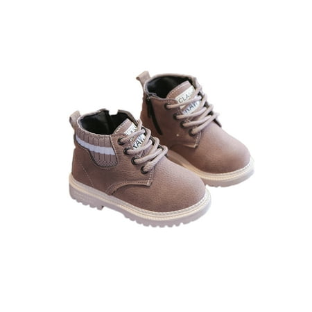 

Oucaili Kids School Comfort Flat Shoes Hiking Breathable Vintage Short Booties Waterproof Zipper Ankle Boots