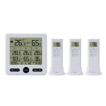 Wireless Digital Thermometer Hygrometer with 3 Remote Sensors Indoor ...