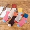 thumbnail image 2 of DHFJKG 5 Pairs Crew Socks For Women Winter Knitted Warm Sleeping Mid Calf Socks Comfortable Stocking, 2 of 4