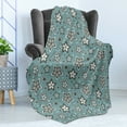 thumbnail image 4 of Flower Soft Flannel Fleece Throw Blanket, Nature Beauty Floret Motif Botany Garden Bouquet Essence Fragrance Theme, Cozy Plush for Indoor and Outdoor Use, 60" x 80", Pale Grey Turquoise, by Ambesonne, 4 of 5