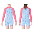 thumbnail image 2 of Serdomi Girls Long Sleeve Rash Guard Swimsuit 1 Piece Flamingo with Zipper Front Toddler Bathing Suit Swimsuit Size 4, 2 of 7