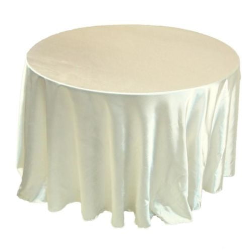 15 Pack 132" Inch round Satin Tablecloth 21 COLORS Table Cover Wedding Banquet", (Color: Ivory)
