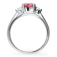 thumbnail image 4 of BERRICLE Sterling Silver 3-Stone Wedding Engagement Rings 0.7 Carat Red Heart Shaped Cubic Zirconia CZ Heart Promise Ring for Women, Rhodium Plated Size 9, 4 of 13