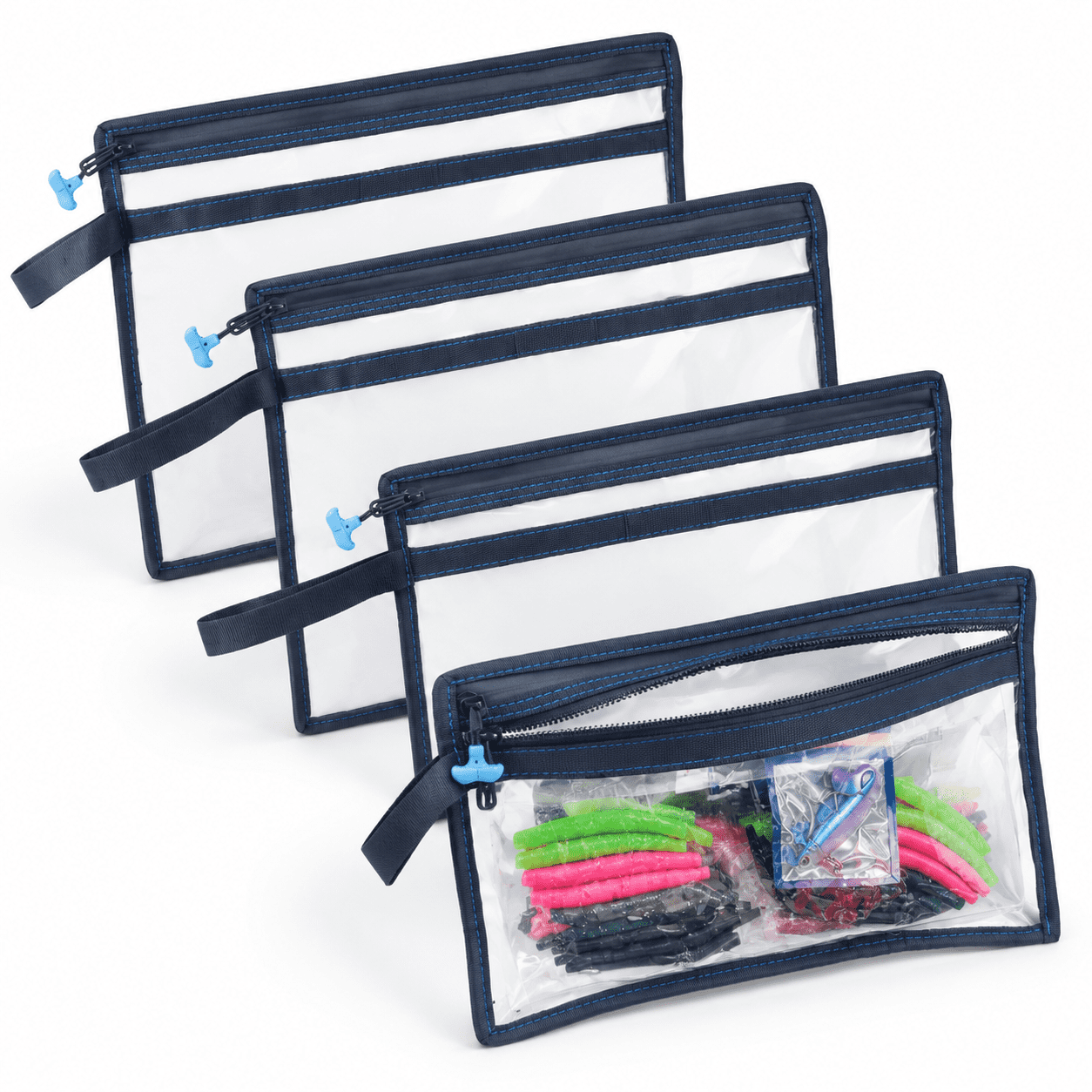 2Pcs Medium+2Pcs Large 2 Layer Water-resistant Fishing Bait Storage Tackle Bags