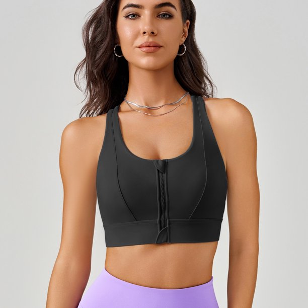 Sujetador de yoga con cremallera frontal de primavera y verano, espalda hermosa, chaleco para correr resistente a los golpes y de alta resistencia, ropa deportiva integrada para yoga