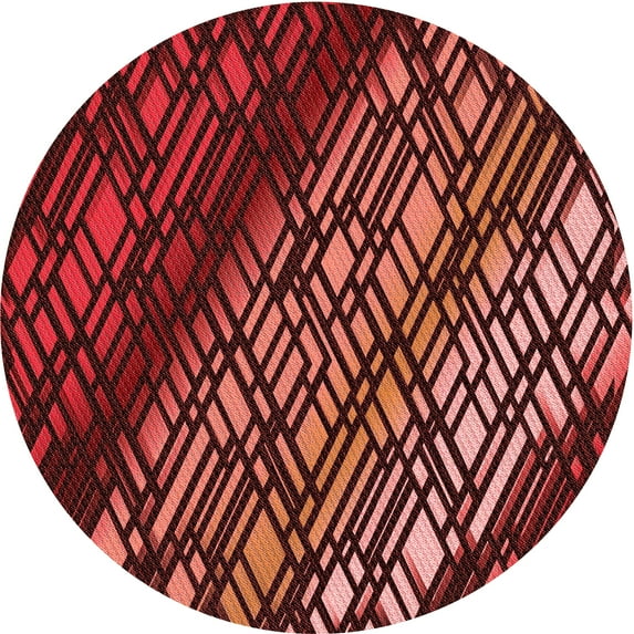 Ahgly Company Machine Washable Indoor Round Transitional Maroon Red Area Rugs, 8' Round