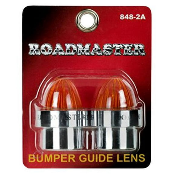 Roadmaster 848-2A Chrome Amber Threaded ABS Bumper Guide Lens, 2 Pack