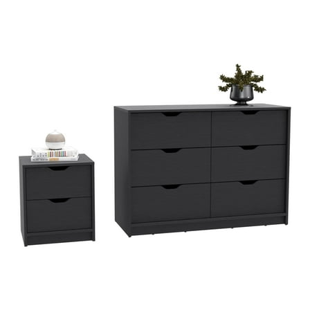 CoSoTower 2 Piece Bedroom Set, Nightstand   Dresser, Black