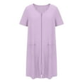 thumbnail image 5 of Short Housecoat for Women Full Zip Lounge Robes Short-Sleeve Loungewear Bathrobes Comfort Nightgown Sleepwear, 5 of 6