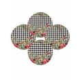 thumbnail image 7 of 13 Inch Round Placemats Set of 4, Christmas Non Slip Heat Insulation PP Table Mats, Winter Poinsettia Berry Black White Plaid Washable Place Mats for Kitchen Dining Party Table Decor, 7 of 7