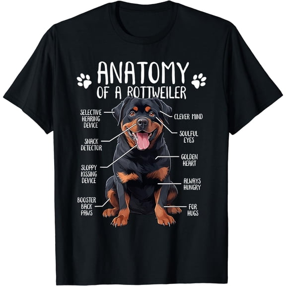 Funny Anatomy Rottweiler Dog Owner Rottie Dad Mom Pet Lover T-Shirt