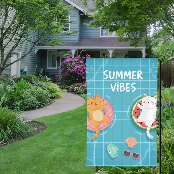 RKSupls Spring Summer Garden Flag Double Sided Poolside Summer Vibes Welcome Yard House Outside Outdoor Decoration,12*18 inch