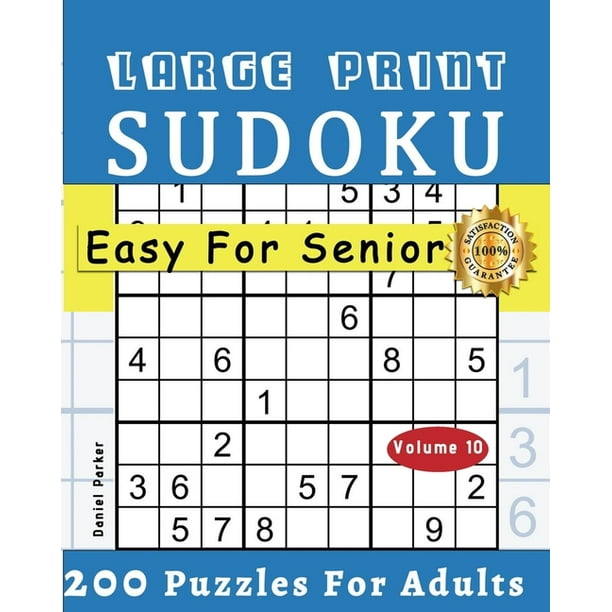 sudoku one per page large print easy sudoku puzzle book for seniors 200 sudoku puzzles for adults volume 10 large print paperback walmart com