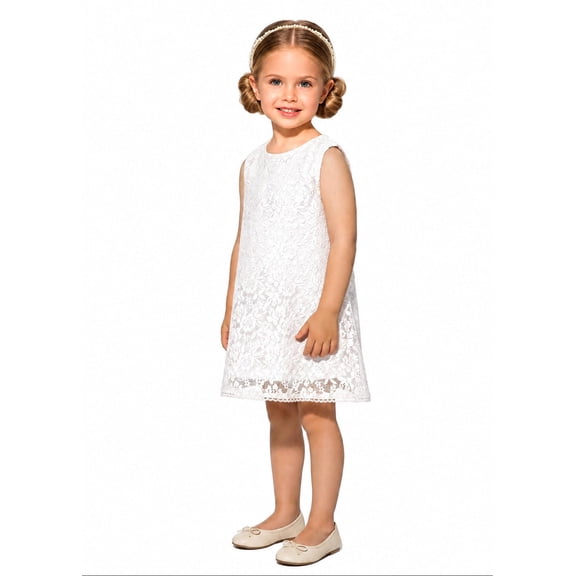 2Bunnies Girls' 12M-6Y Boho Country Rustic Lace Sleeveless Flower Girl Dress